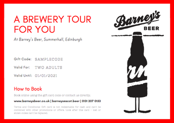 Barney's Edinburgh Brewery Tour Gift Card